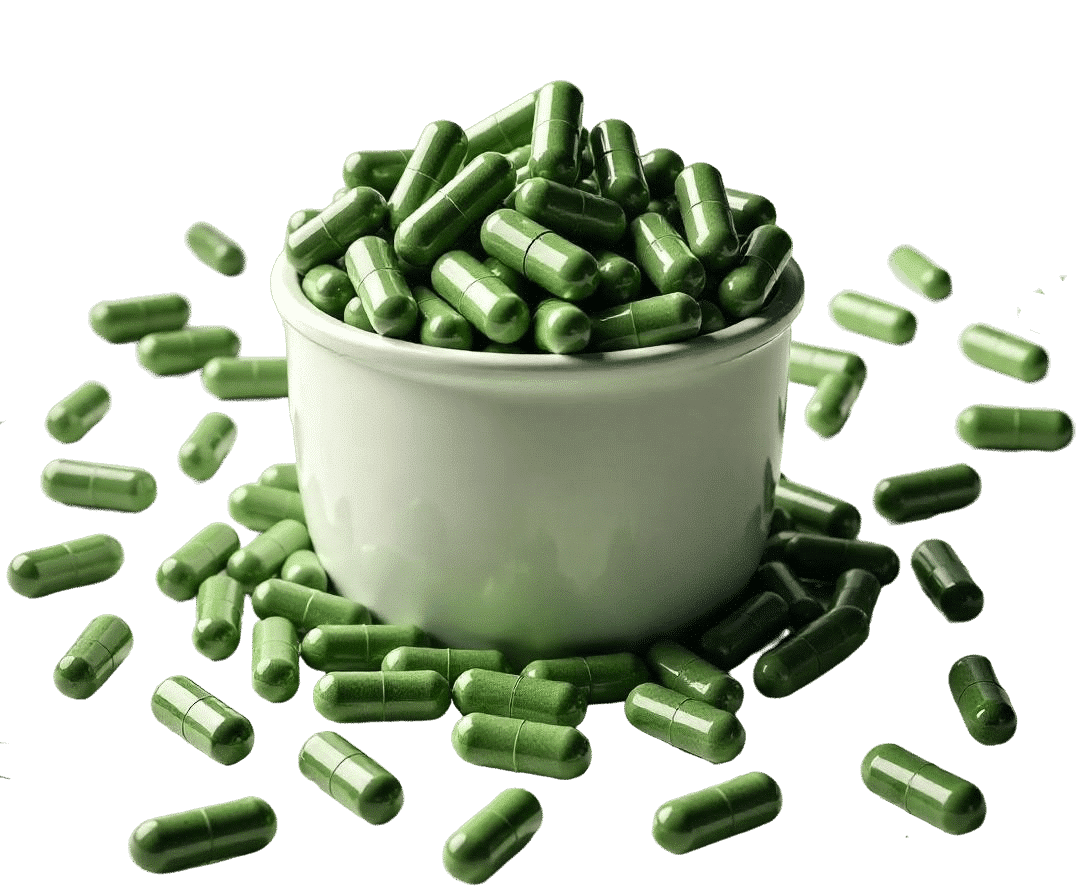 bowl of phytoplankton capsules
