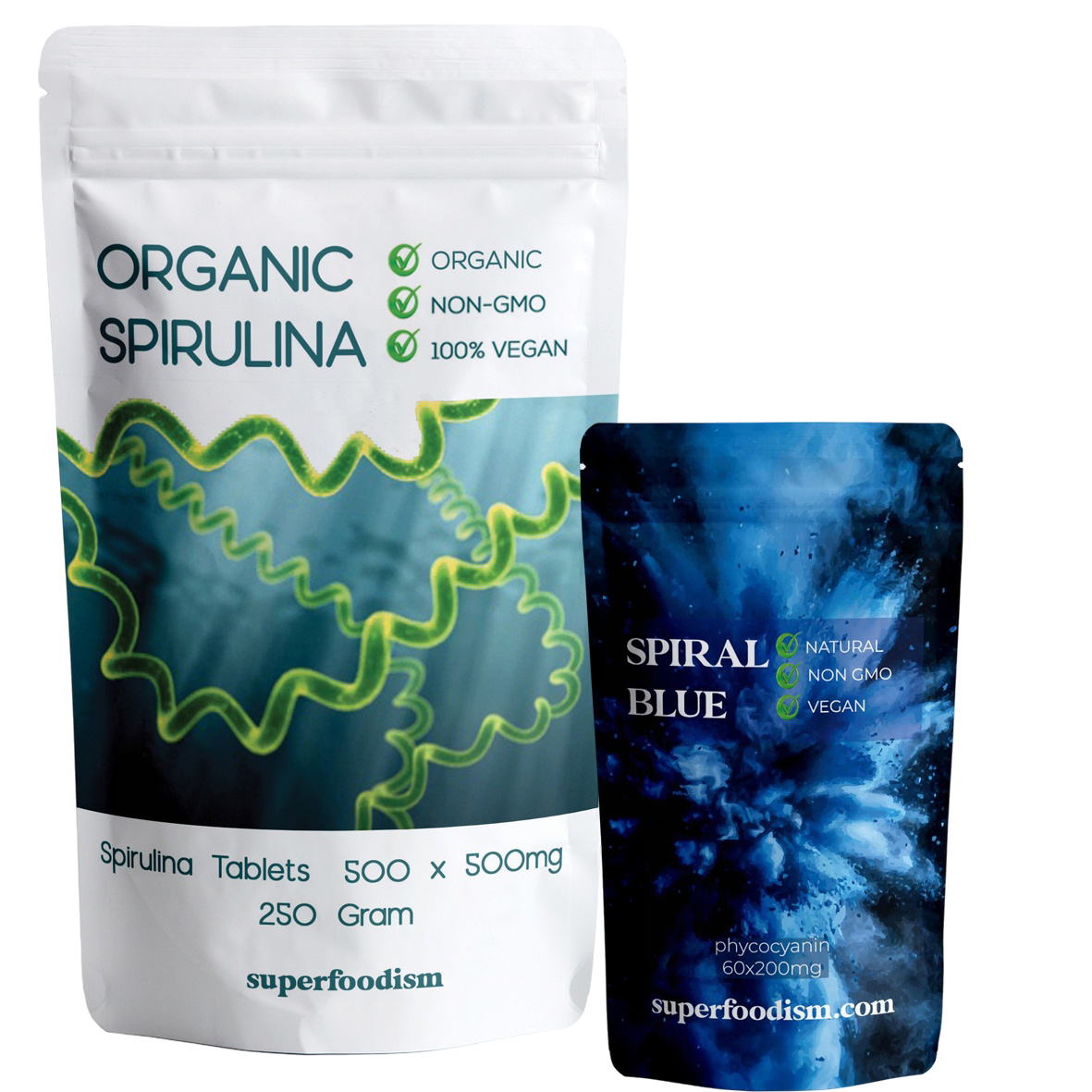 Introductieaanbieding Bio Spirulina Tabletten + Gratis Verpakking Spiral Blue
